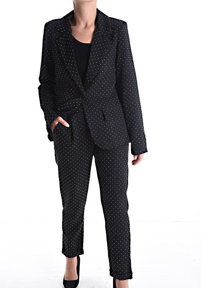 Glitzer Blazer und Hosenanzug mit Knöpfen mit Futter