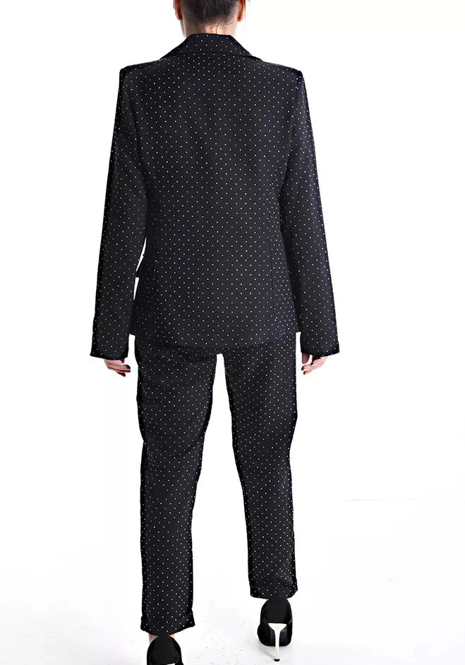 Glitzer Blazer und Hosenanzug mit Knöpfen mit Futter