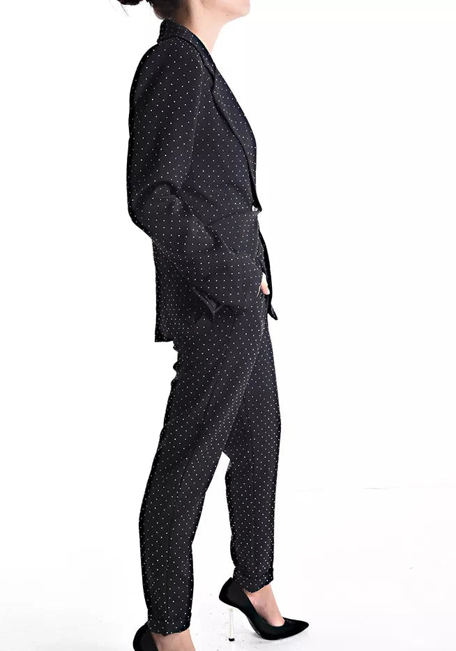 Glitzer Blazer und Hosenanzug mit Knöpfen mit Futter
