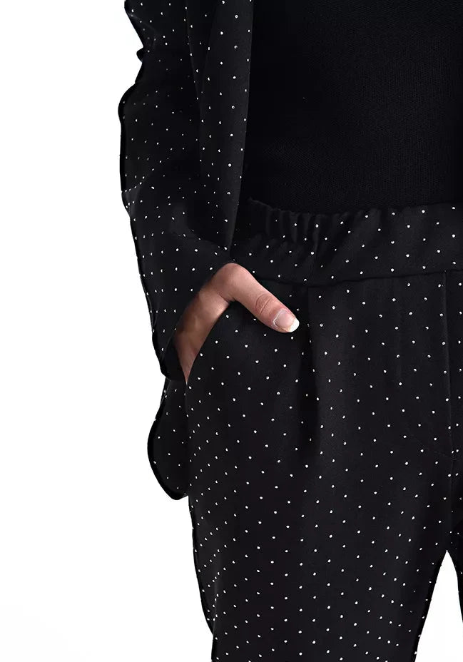 Glitzer Blazer und Hosenanzug mit Knöpfen mit Futter