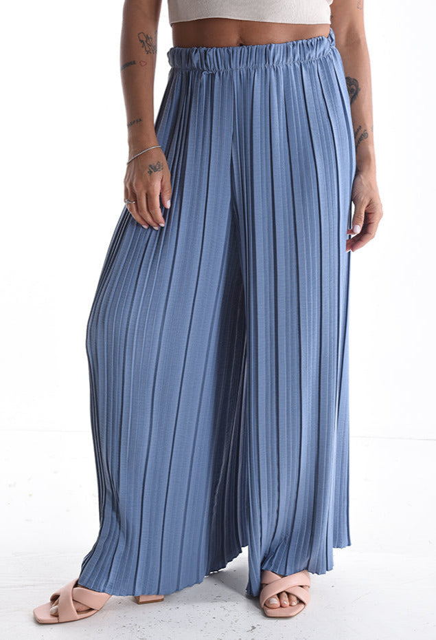 Wide-Leg-Hose Blau