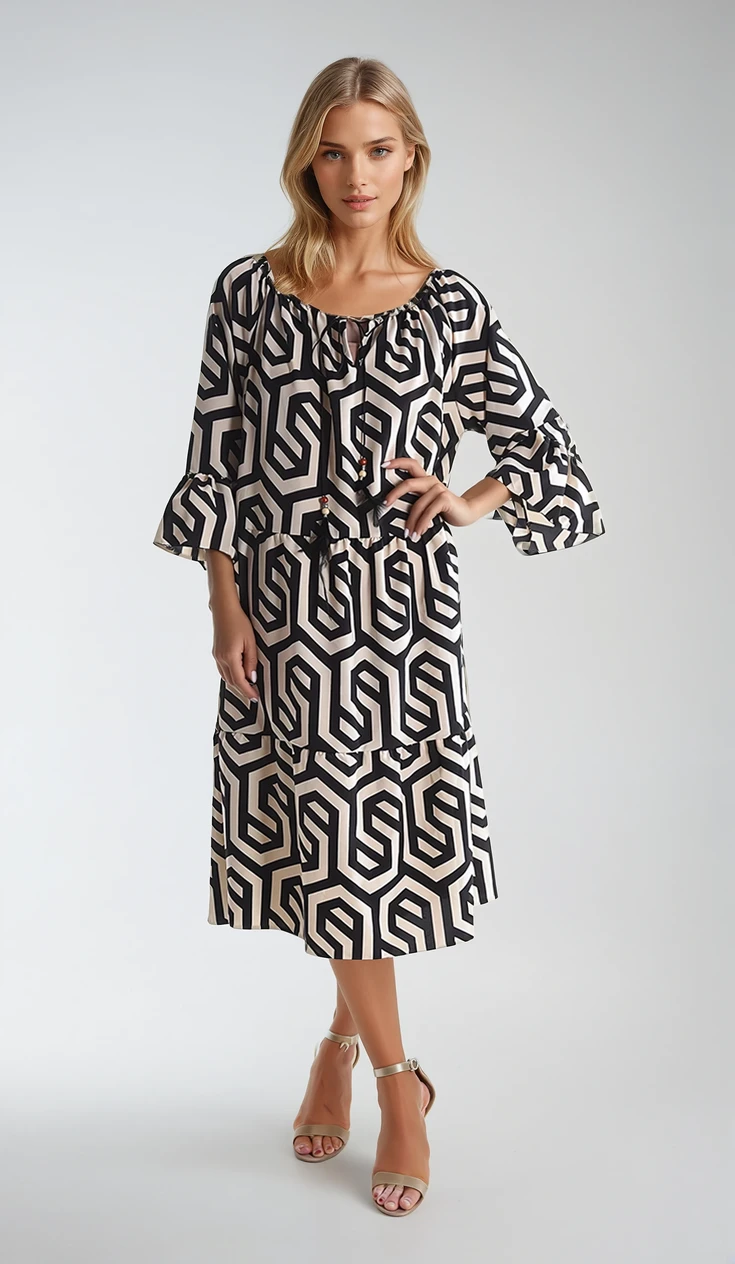 Kleid Elegant mit geometrischem Muster