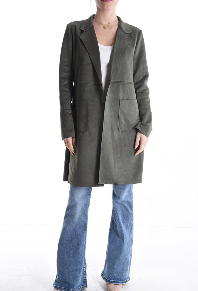 Wildleder Jacke Olivgrün
