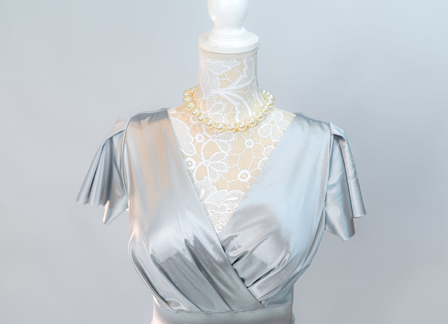 Satin Kleid Lang Silber