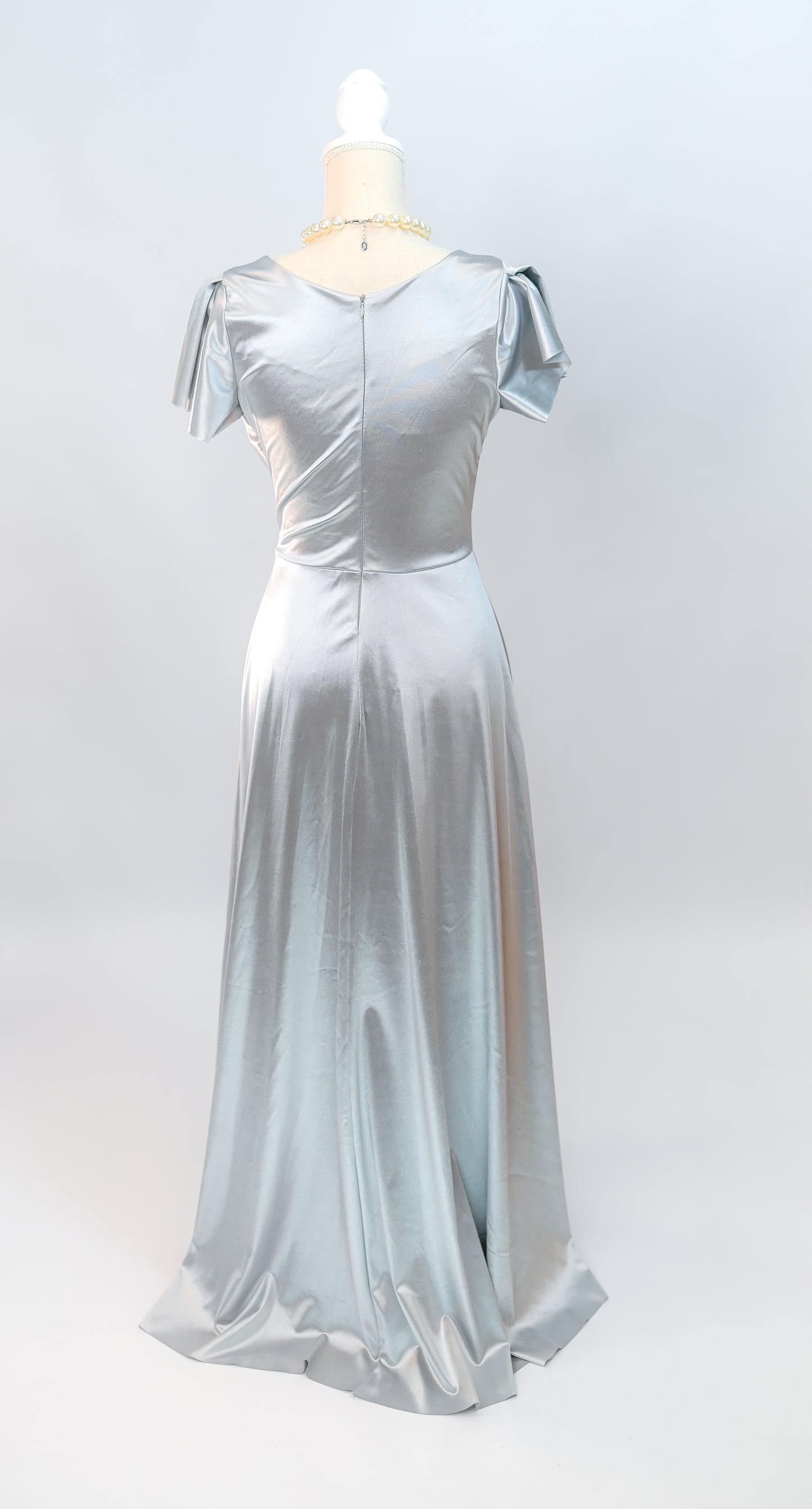 Satin Kleid Lang Silber