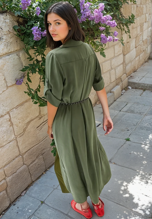 Blusenkleid in Olivgrün